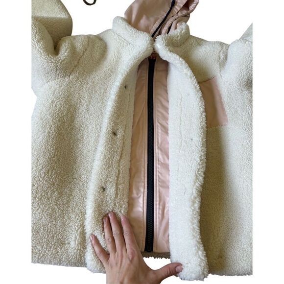 Levi's High Pile Fleece Hooded Zip Jacket Cream Pink XL - Picture 12 of 14